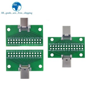 C타입 수-암 USB 3.1 테스트 PCB 보드 어댑터 데이터 라인 와이어 케이블 전송용 커넥터 소켓 C타입 24P 2.54mm, 2.Male to Female, 1개