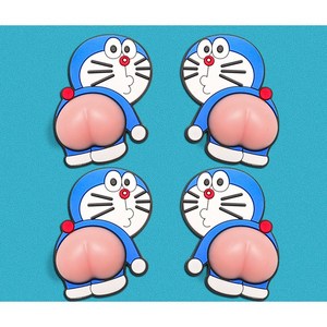 수수모스 쫀득쫀득 엉뎅이 캐릭터 차량용 문콕방지 PVC 스티커 4p, 도라에몽, 4개