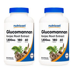 뉴트리코스트 글루코만난 600mg 캡슐 180캡슐 1서빙 1 800mg 60회분 Glucomannan Capsules [180 CAPS], 2개, 180정