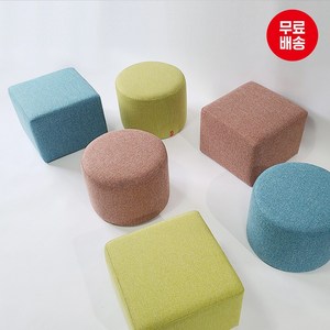 H55 폴인 원형 사각 낮은스툴 키즈카페 유치원 1인용의자, 사각 (300사이즈), 패브릭 2, (L-8007) 브라운