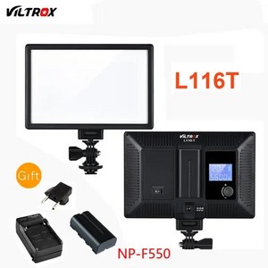 Viltox L116T LCD 디스플레이 캐논 니콘 카메라 DV 캠코더 용 바이 컬러 & 디밍 가능 슬림 DSLR 비디오 LED 라이트 + 배터리 충전기, 1)WHITE, 1개