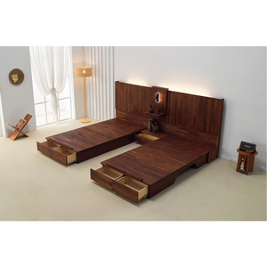 코모도홈 보니토 슬라이딩 침대(패밀리 무빙 트윈 침대) 맞춤 제작 신혼 프레임, 멀바우(월넛컬러)