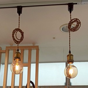 [빛나라닷컴] 기본소켓 펜던트 레일조명, 엔틱소켓 2M (브론즈) + 레일플러그 (블랙)