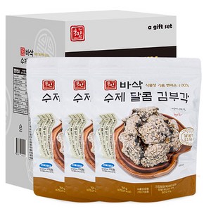 선물세트 더국민 바삭 수제 달콤 김부각 150g x 3개입 1세트 /손잡이 추가, 3개