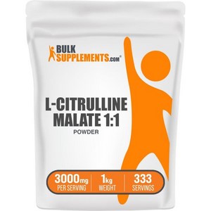 BulkSupplements .com L-시트룰린 말산염 1:1 분말 - 시트룰린 분말 보충제 무향&글루텐 무첨가 1인분당 3g 1kg (2.2lbs) (1팩), 333 Sevings (Pack of 1), 1개