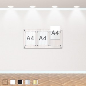 아크릴팜 팜보드 아크릴 조립식게시판 [출력물 A4 세로형 3x1] 회사 학교 유치원 어린이집 아파트 알림판 공고판 게시판, 뒤판색상 : 아스텔 화이트