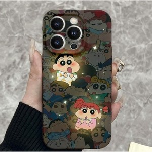 빛나는 짱구 케이스 유리 빛나는 핸드폰 스포트라이트