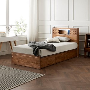 리멤버 LED조명헤드 슈퍼싱글(SS) 고무나무 원목 서랍침대 수납침대 원목침대, 리멤버LED 슈퍼싱글(SS)+클라우드 10존포켓(SS), 브라운