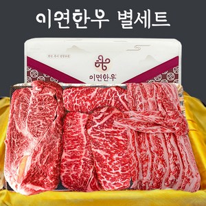 이연한우 1++ 투뿔 구이용 한우선물세트 별세트(등심+채끝+갈비살), 1개, 2kg