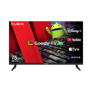 큐빅스 4K UHD LED 스마트 TV 189cm(75인치) 구글 안드로이드 HDR 블루투스 WIFI 넷플릭스 유튜브 스탠드 벽걸이 기사방문설치 상하좌우 브라켓, 189(75인치), SGA75UEX1, 벽걸이형, 방문설치