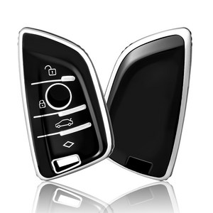 OFFCURVE TPU BMW 자동차키케이스 5시리즈 X시리즈 풀커버 스마트키 적용 키케이스 단품 다양한 컬러, BMW02, 블랙 실버