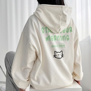 [자체제작] 냥냥이 백레터링 오버핏 후드집업 2컬러 캐릭터 뒷나염
