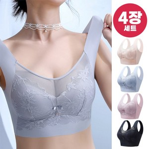 바바 레이스 여성 브래지어 노와이어 브라 4종