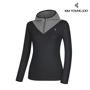 김영주 여성 유닛 후드 마이크로 극세사 기모 티셔츠 / 여자 골프 등산 스판 겨울 긴팔티
