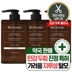 더노우 제주 어성초 지루성 민감 두피 케어 가려움 샴푸, 500ml, 3개