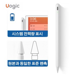 Uogic AC10S 는 디스플레이 시스템 전력량과 블루투스 기능 아이패드 전용 터치펜 유자력 흡착 기능이 있다.