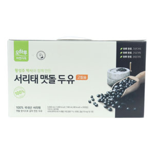 오하루자연가득 [오하루 자연가득] 100% 국내산 서리태 맷돌 두유, 180ml, 80개