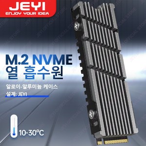 JEYI Cooler II 2280 SSD 히트싱크 M.2 NVME 라디에이터 마그네슘 알루미늄 합금 PC 효율적인 방열기 열 실리콘 패드 포함, 1개