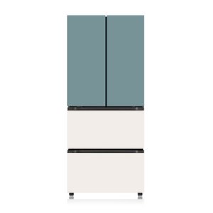 [색상선택형] LG전자 오브제 디오스 김치톡톡 스탠드형 김치냉장고 메탈 방문설치, 클레이 민트(상단) + 베이지(하단), Z402MTE153