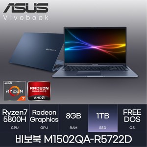 ASUS 비보북 M1502QA-R5722D, Blue, 라이젠7, 1TB, 8GB, Free DOS