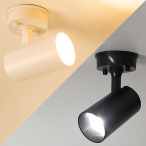 LED 일체형 COB 원통 직부등 20w 플리커프리 각도조절 실린더 핀조명 스포트라이트, LED COB 일체형 원통 직부조명 20w, 백색바디-전구색(오렌지빛)