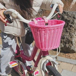 비블로아 자전거 킥보드 스쿠터 호환 라탄바구니 바스켓 수납바구니 악세사리, S, 핑크, 1개