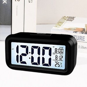 [2024년 기술 적용] 프리미엄 디지털 무소음 탁상 알람시계, 프리미엄 블랙