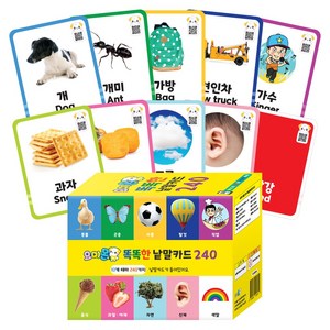 240가지 필수단어 요미몬 똑똑한 낱말카드 생생한 사운드 한글 영어 문장까지 그림 플래시카드 아기 유아 선물