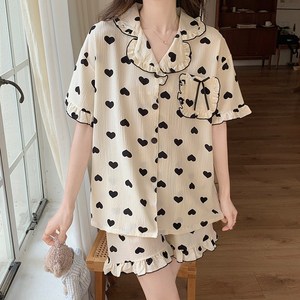 블루데이 여성 반팔 잠옷세트 부드러운 주름면 스판 파자마