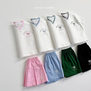 [워니네] 아동 테니스 브이넥 상하복 키즈 여름 반팔 상하세트 (3호-15호)