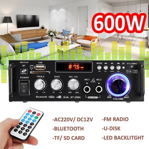 매장용 버스킹 공연용 블루투스 앰프 보드 스피커 12V/ 220V BT-298A 2CH LCD 디스플레이 300W + 디지털 HI, 한개옵션0