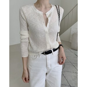 (에이언니)여름 살안타 시스루 여리여리 골지 여유핏 데일리 휴가 바캉스 가디건(심플/베이직/기본/무지)