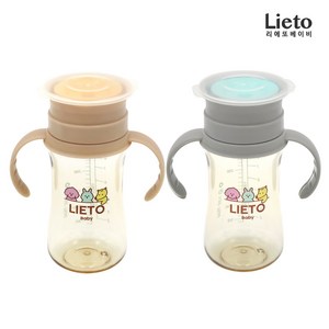 리에또 PPSU 360도 흘림방지컵 매직컵, 1개, 베이지+그레이