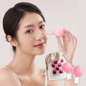그린내 페이스 리프팅 부항 마사지컵, 2개, 핑크 2cm+3.6cm