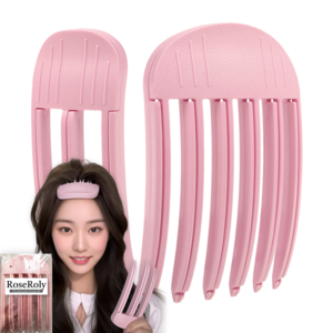 로즈롤리 헤어 볼륨 집게 뿌리 구르프 세트, 1세트, 핑크 3핀+6핀