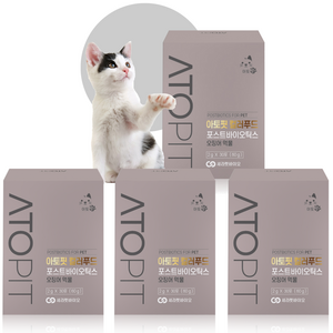 3개월 프로젝트 아토핏 고양이 고함량 포스트바이오틱스 오징어먹물 타우린 함유 유산균 영양제 3박스