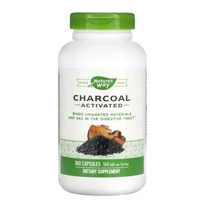 Nature's Way Activated Charcoal Binds Unwanted Materials and Gas* 560mg per Serving 360 Capsules, 360정, 1개