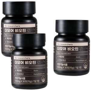 바이오리서처스 더모어 비오틴 500mg, 30정, 3개