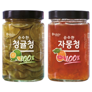 물 한방울 섞지 않은 순수한 과일청 (청귤청+자몽청), 1개, 2개입, 460g
