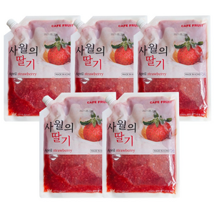 ( 국산딸기 SALE ) Cafe fruit 과육이 살아있는 사월의 딸기청 1kg x 5ea 다이스 딸기청, 5개, 1개입