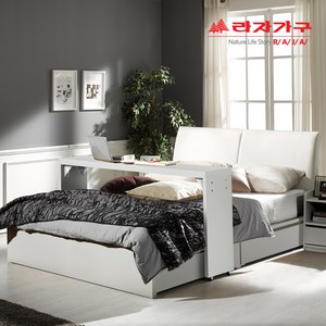 라자가구 크림슨 3단조절LED 평상형 서랍형침대_SS.Q, 05.NEW다용도베드테이블S/SS, 화이트