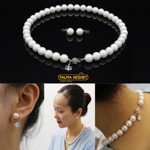 TALMA-KESHET 정품 10MM 42cm 천연쉘 핵진주목걸이귀걸이 925실버세트