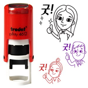 [프라하스탬프] 선생님캐릭터 쿠폰사이즈 칭찬스탬프(지름1.1cm 트로닷4612), 1. 퀸카쌤, 청색(바이올렛)