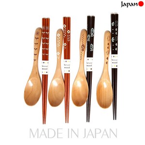 일본 아오바 나무수저 1벌 (숟가락 젓가락 스시 우동 일식집 원목수저 그림수저), ., 물고기1벌, 1개