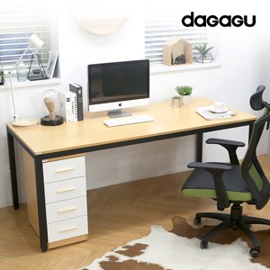 다가구 프래그마 1600 x 800 컴퓨터책상, 비치(상판):블랙(프레임)