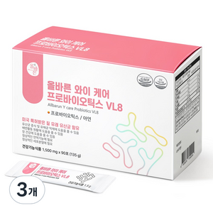 올바른 와이 케어 프로바이오틱스 질 유래 유산균 VL8, 135g, 3개