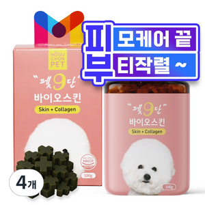 목우촌 펫9단 강아지 피부 털 피모 영양제 100g, 45정, 피부/피모, 4개