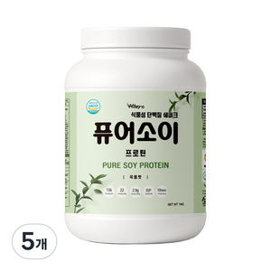 식물성 단백질 쉐이크 퓨어소이 프로틴 곡물맛 파우더, 5개, 1kg