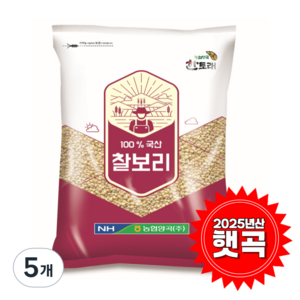 [농협 하나로마트] 농협양곡 한토래 찰보리쌀 국산 (2025년산), 5개, 1kg