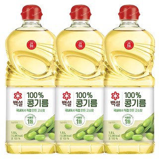 백설 콩기름, 1.5L, 3개